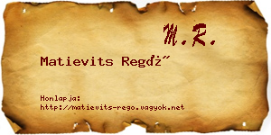 Matievits Regő névjegykártya